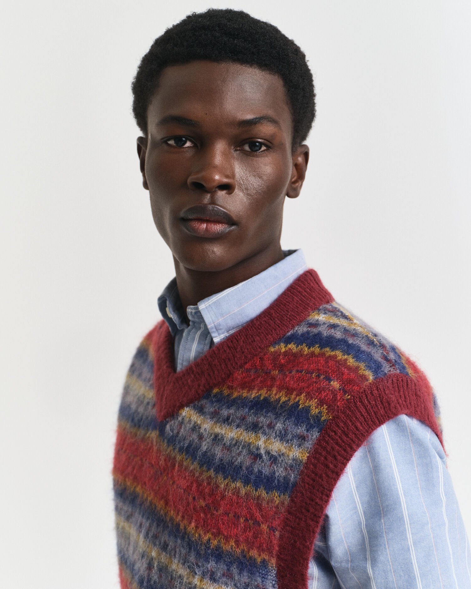 Pull sans manches en matière brossée à motif Fair Isle