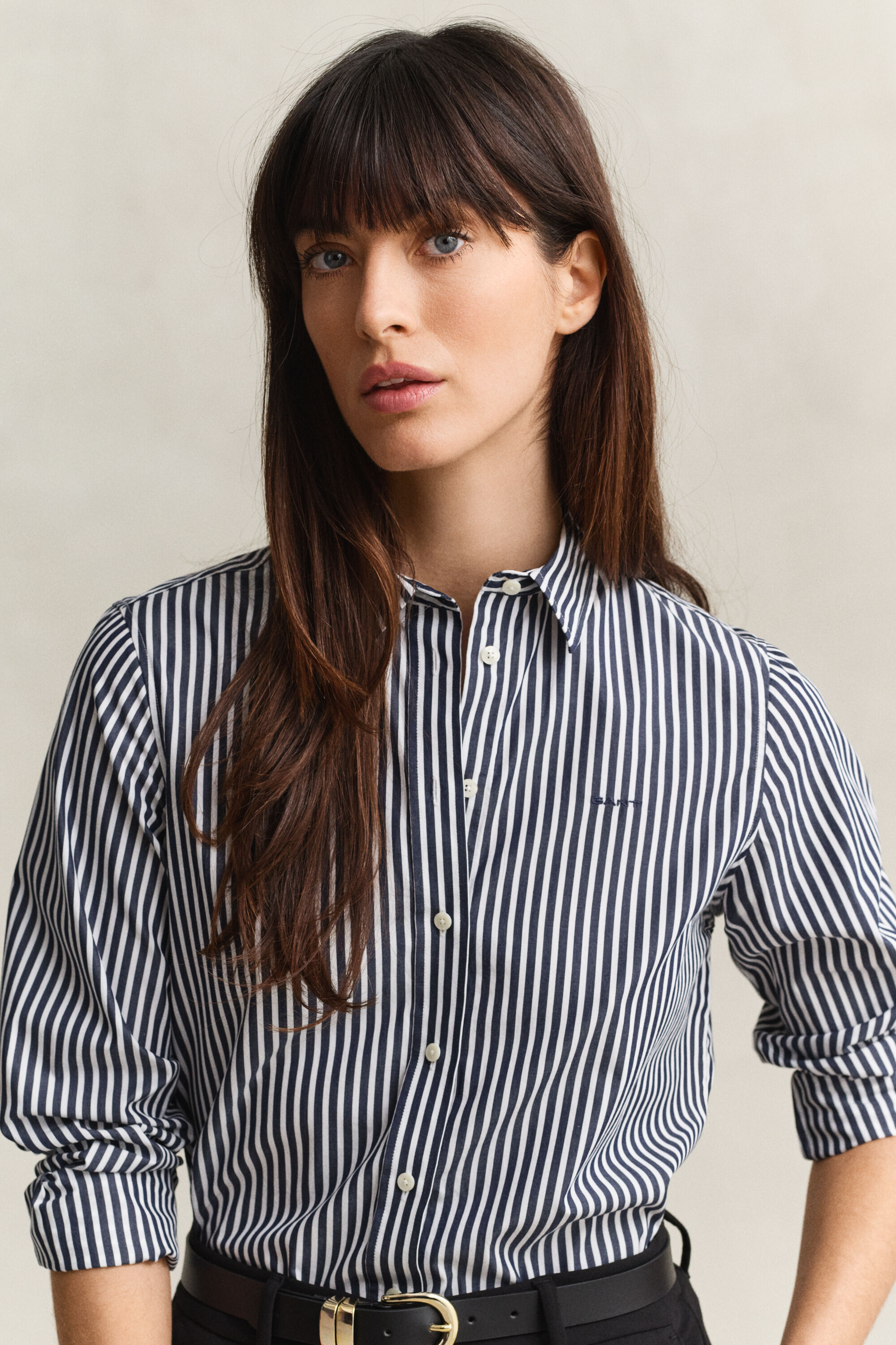 Chemise regular en popeline à rayures classique