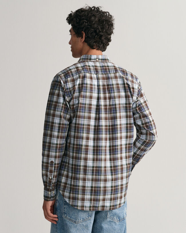 Chemise regular fit en popeline &agrave; carreaux moyens