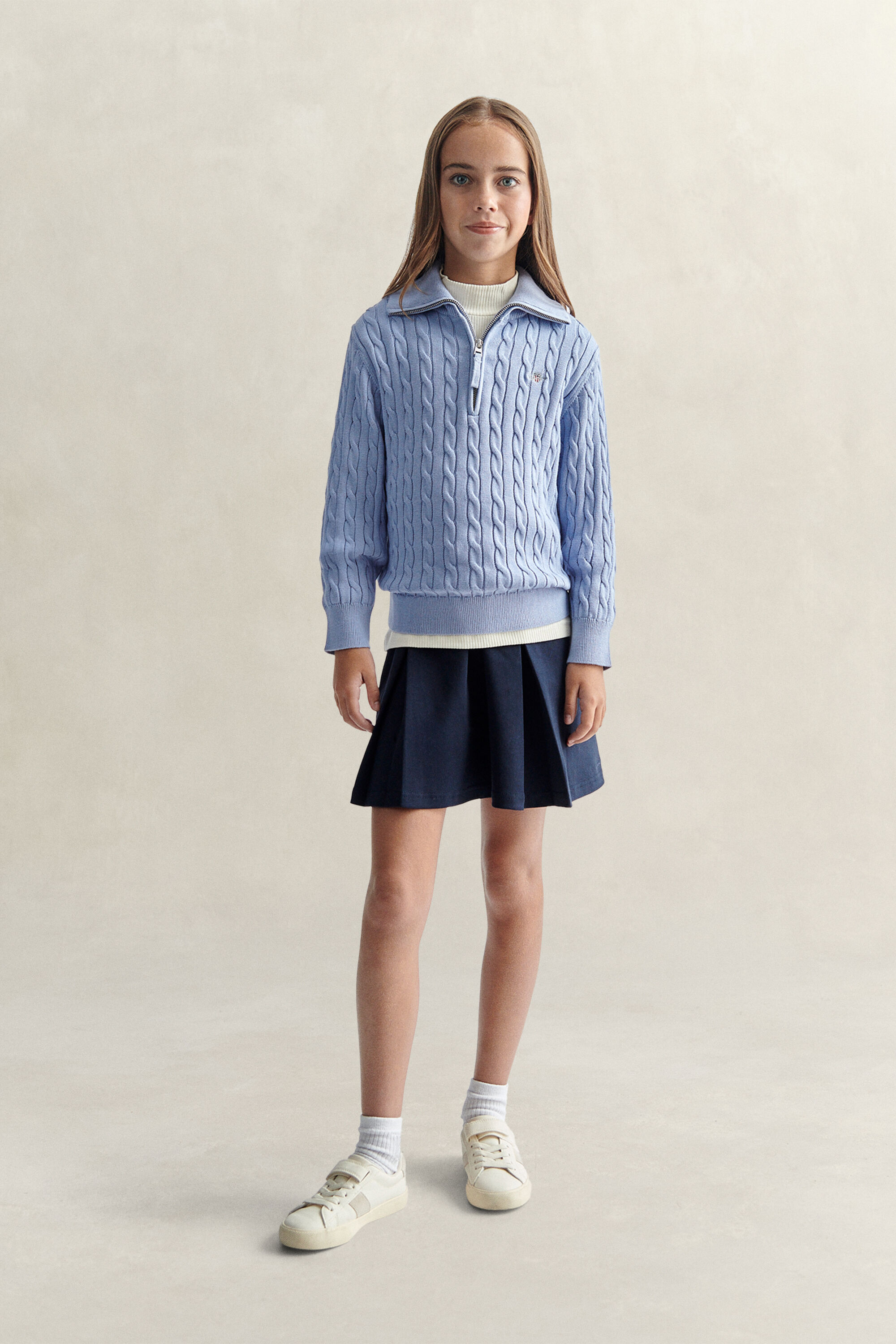 Pull à demi-zip en maille torsadée Ado Fille