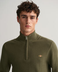 Pull &agrave; demi-zip en coton Textured