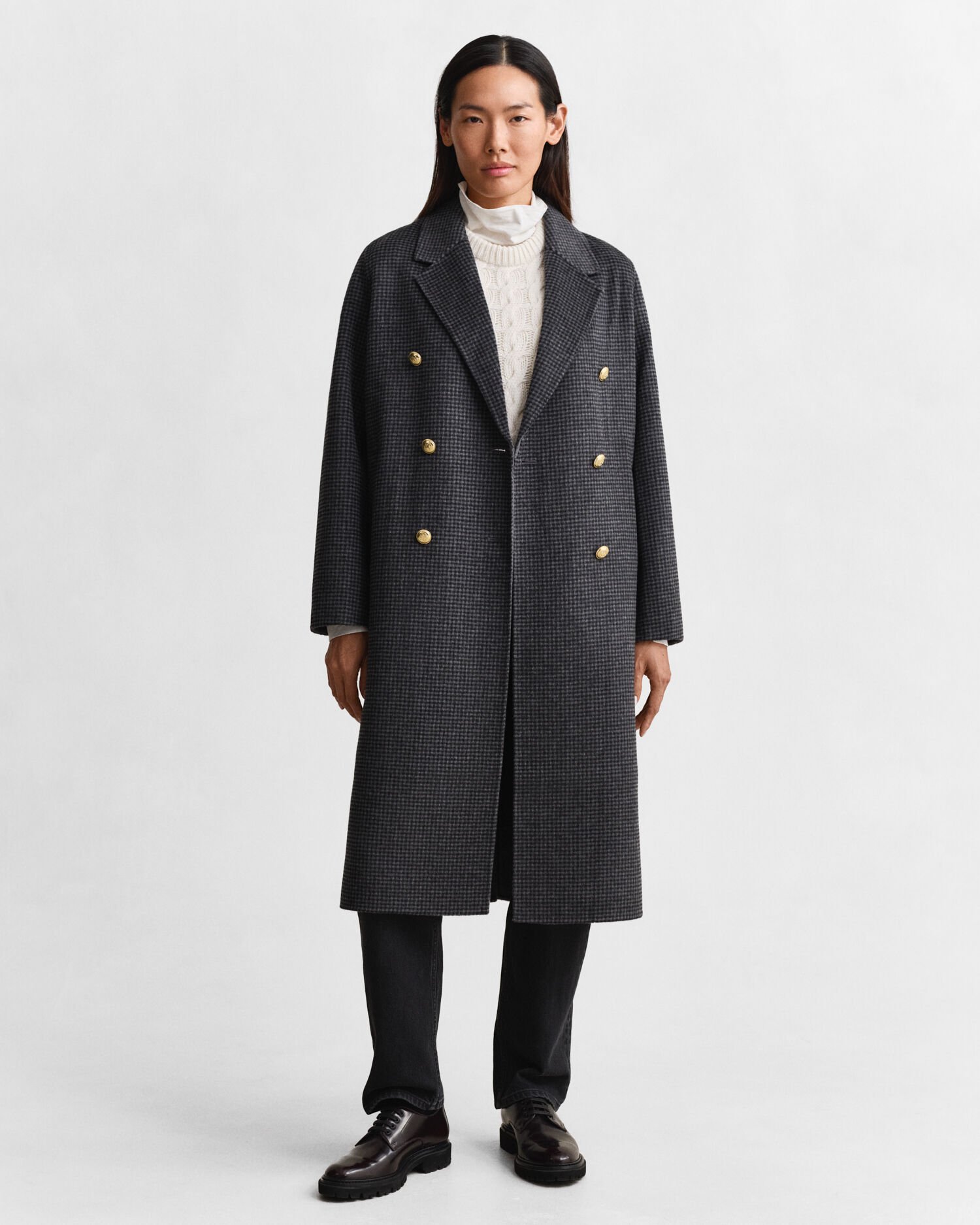 Manteau cousu main à carreaux