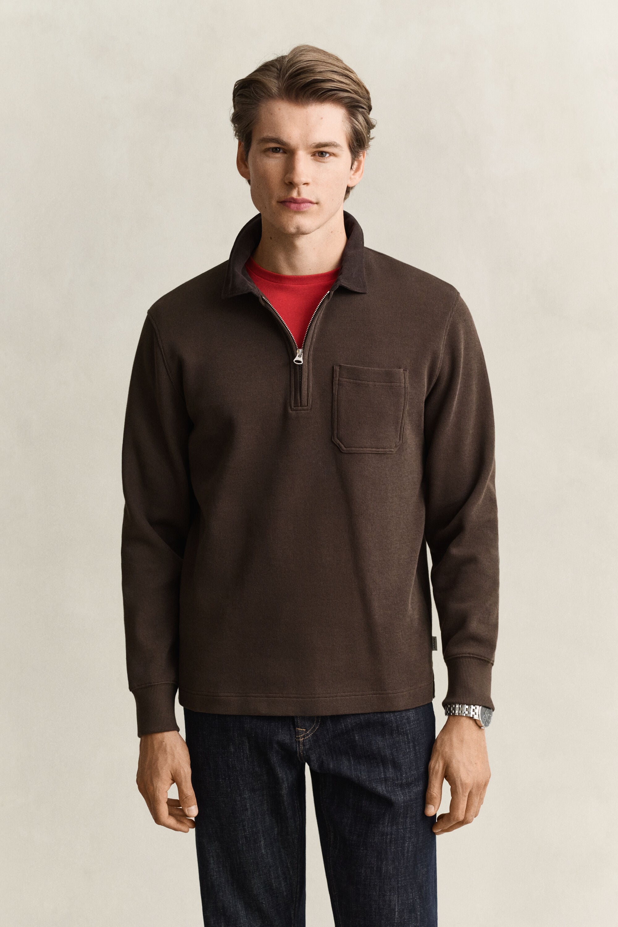 Polo Rugger à demi-zip