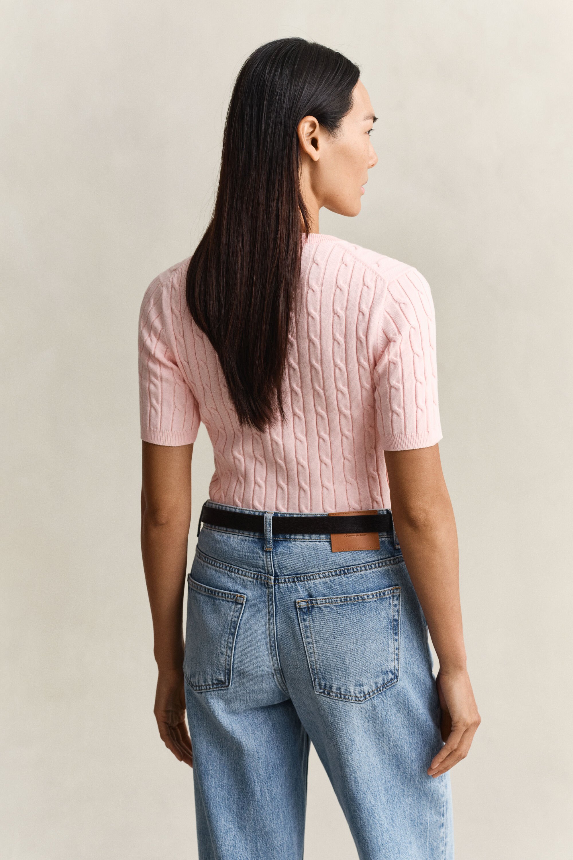 Pull à manches courtes en maille torsadée