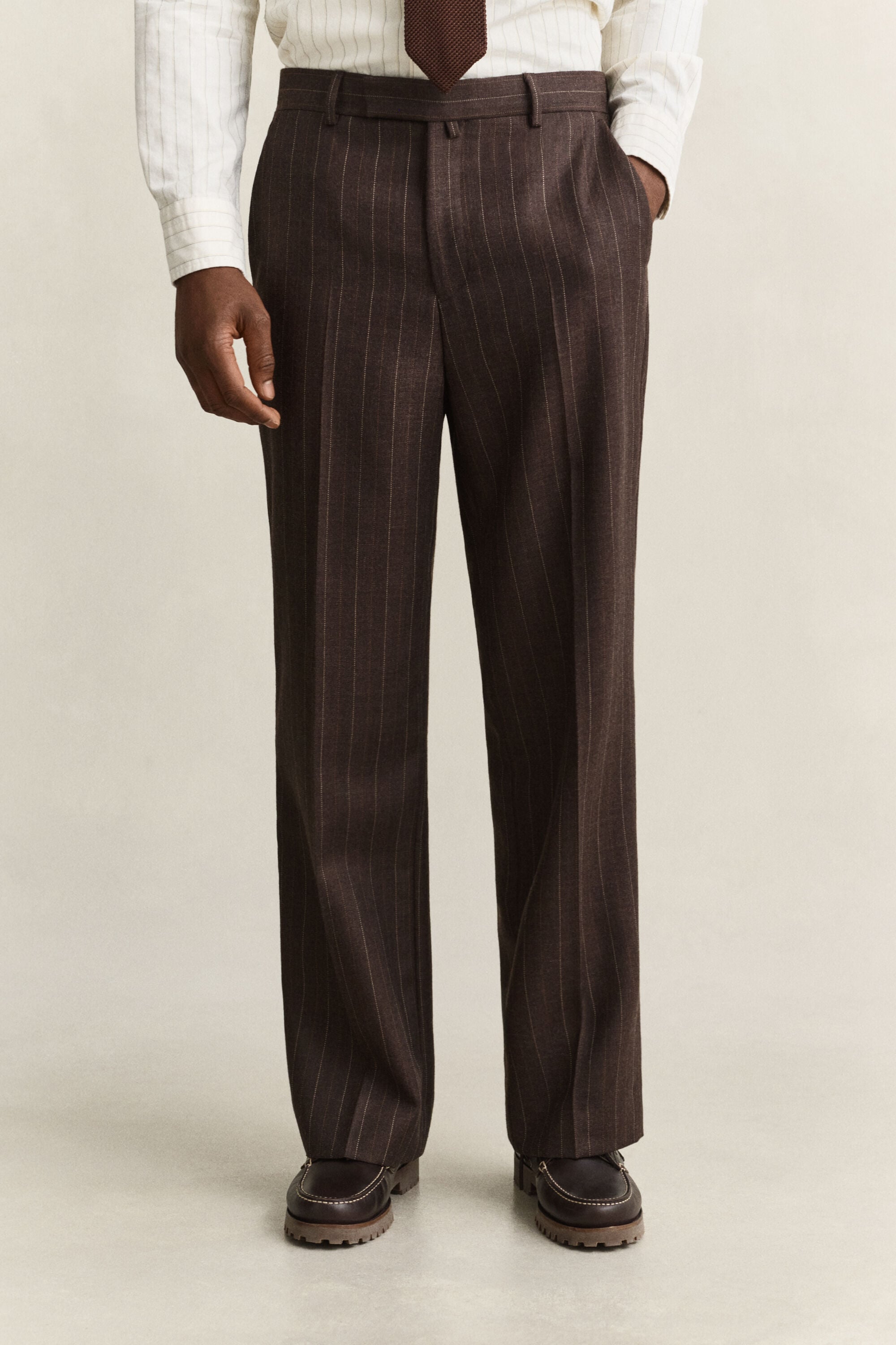 Pantalon de costume à rayures tennis en laine