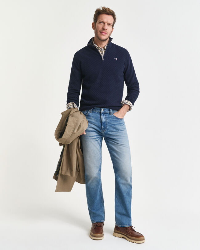 Pull à demi-zip micro texturé