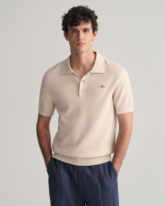 Pull fa&ccedil;on polo en coton Structured