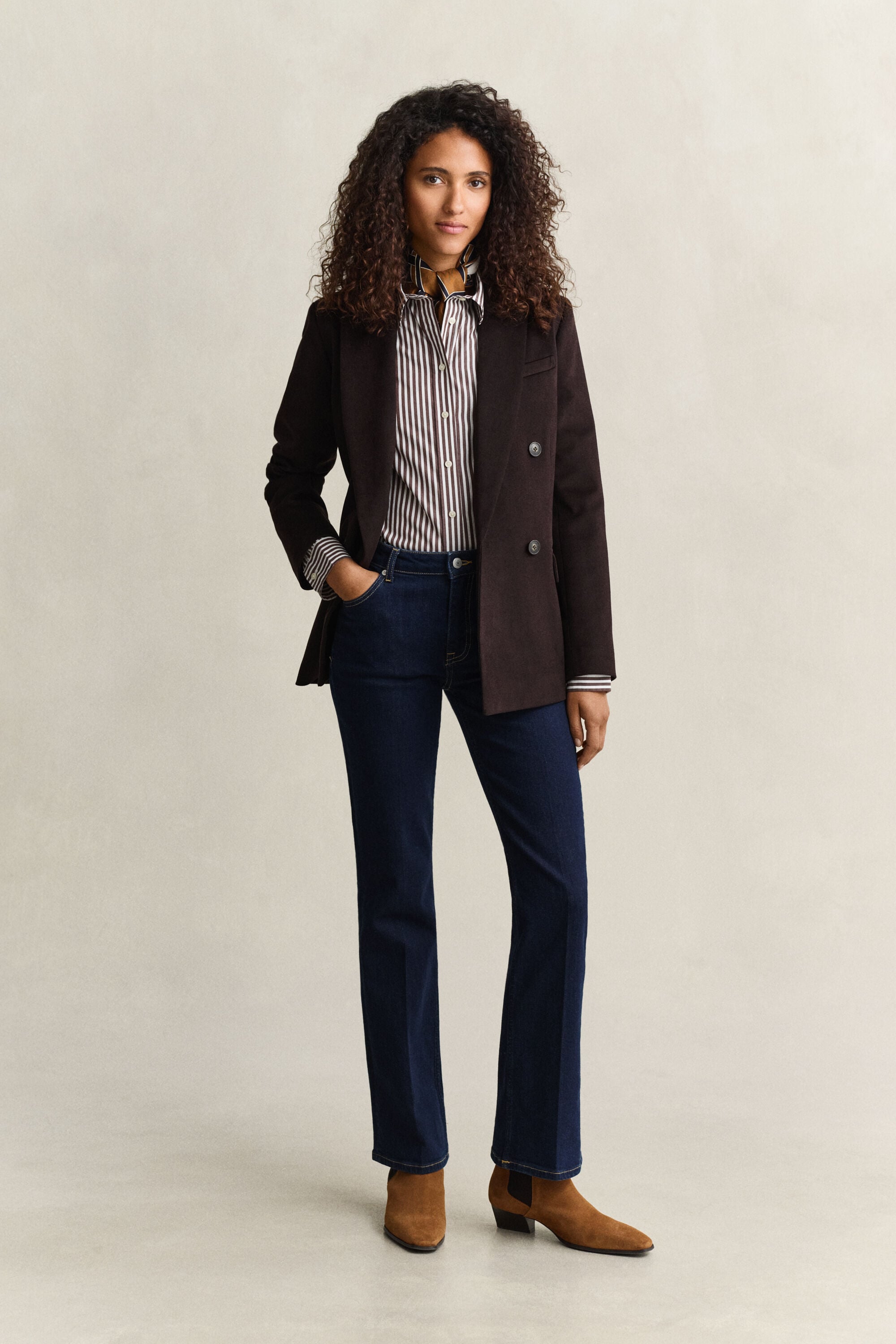Chemise regular en popeline à rayures classique