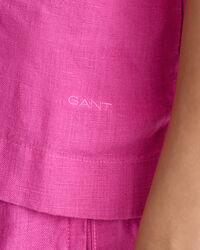 Chemise boxy en lin &agrave; manches courtes Teen Girls