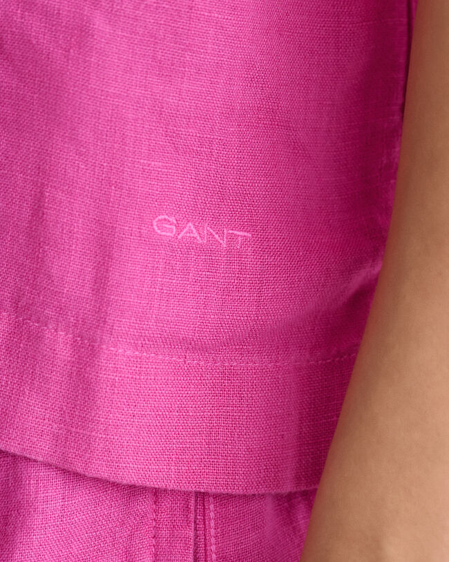 Chemise boxy en lin &agrave; manches courtes Teen Girls