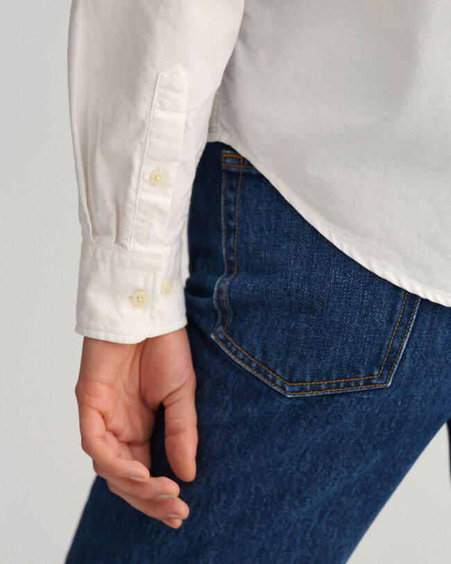 Chemise regular fit en coton Oxford teint en pièce