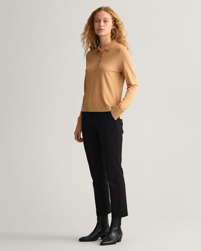 Polo en mati&egrave;re piqu&eacute;e &agrave; manches longues Detail Collar