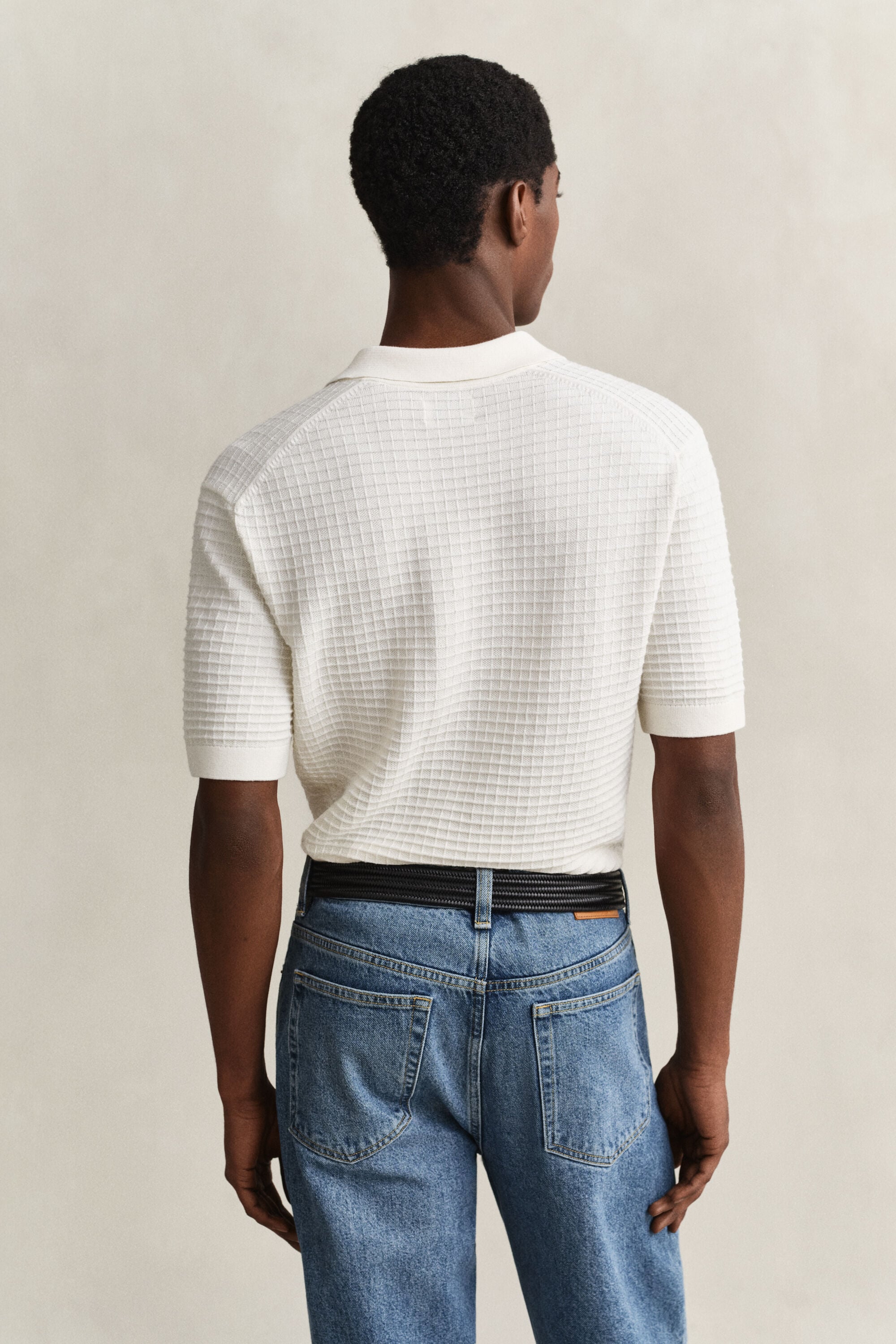 Pull façon polo texturé