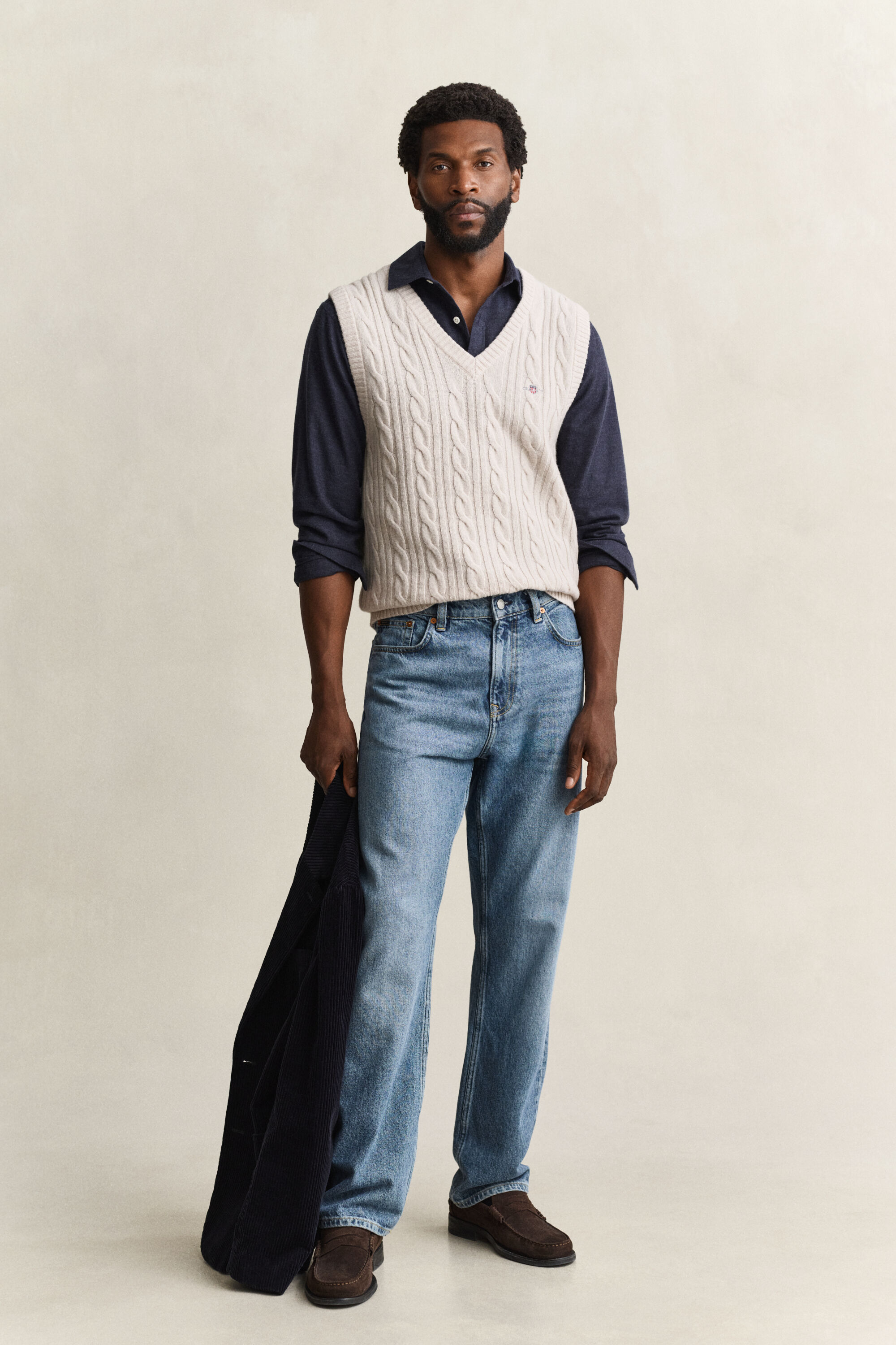 Pull sans manches en maille de laine d'agneau à torsades