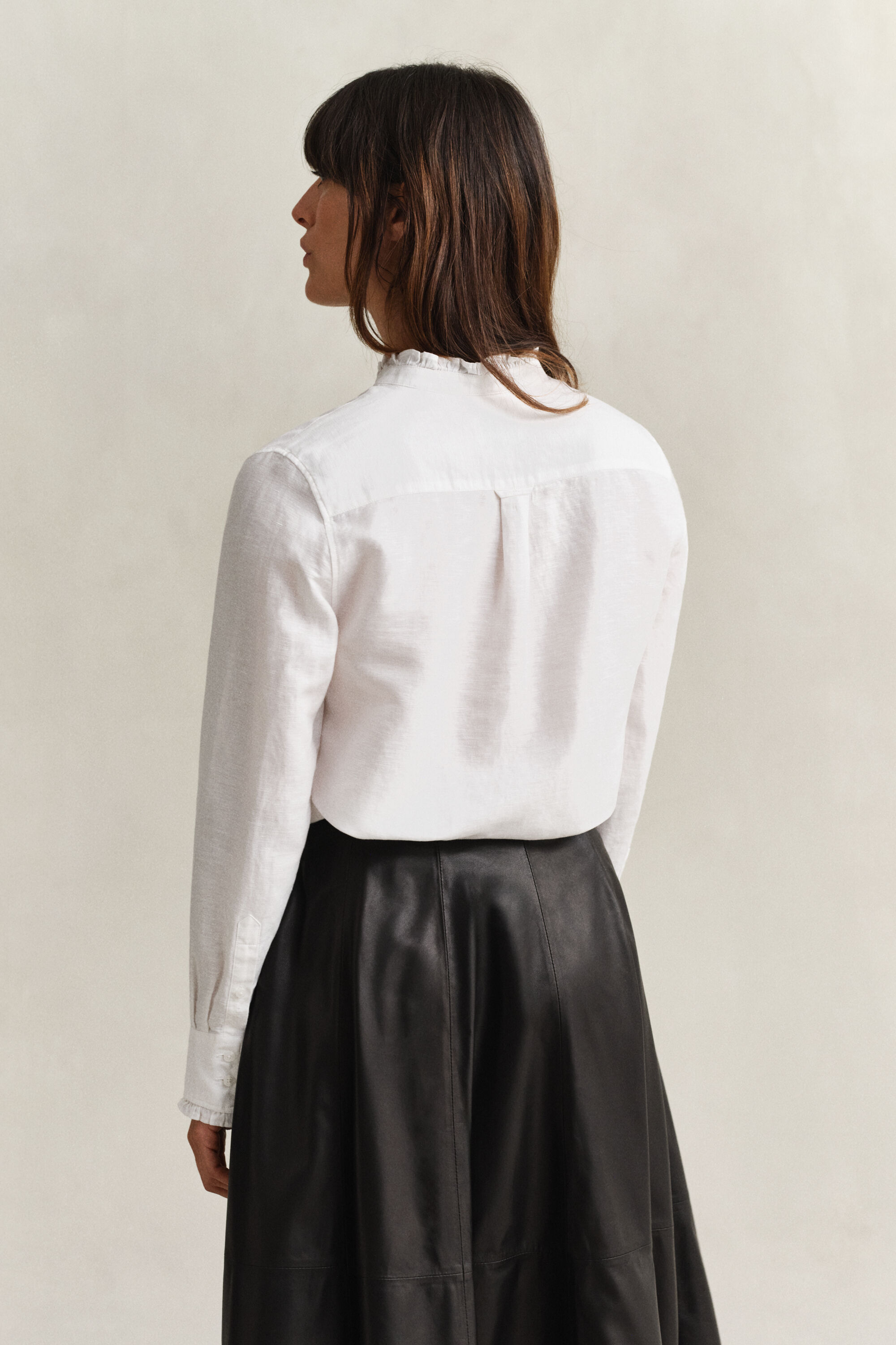 Chemisier à volants en lin mélangé