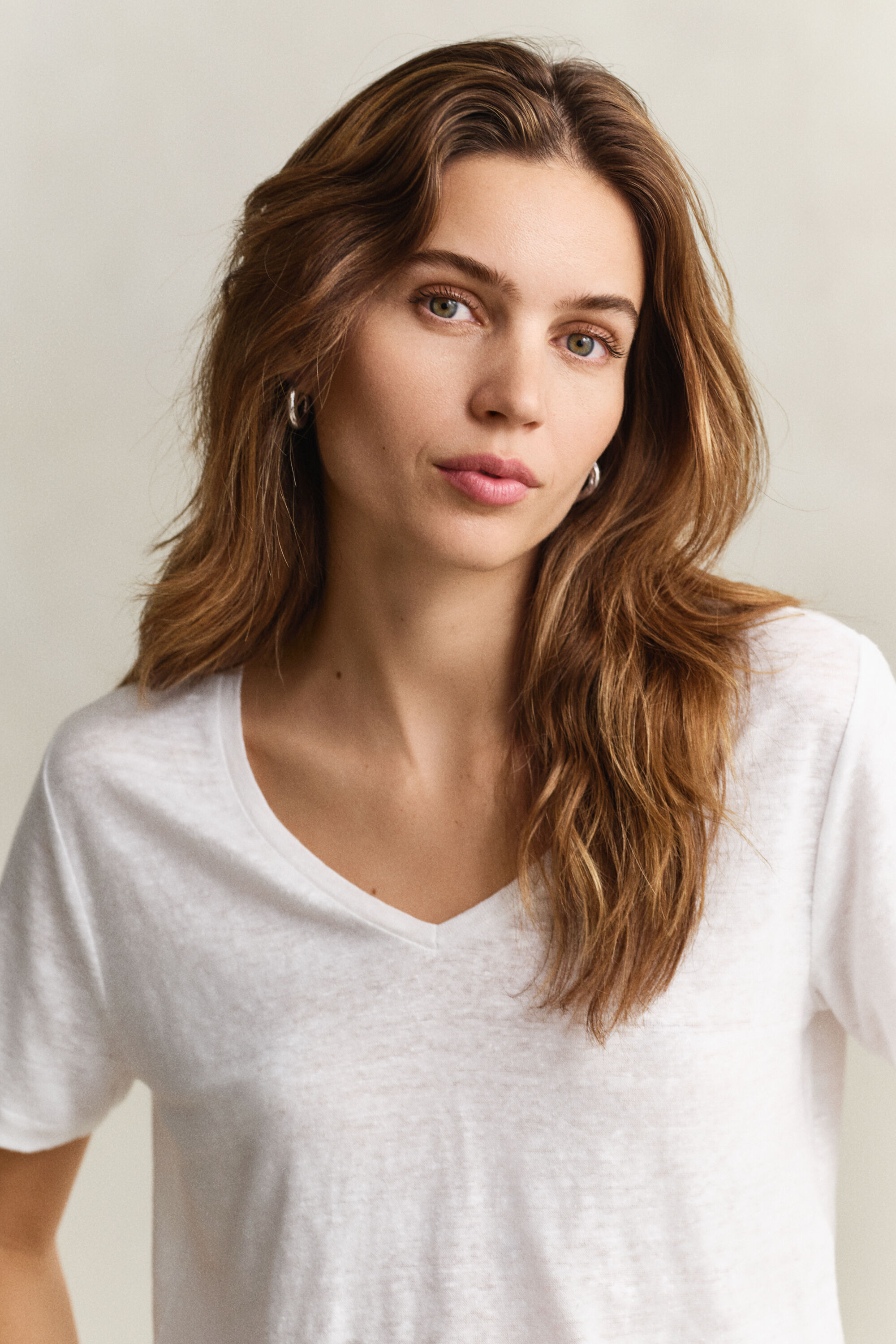 T-shirt col V en lin