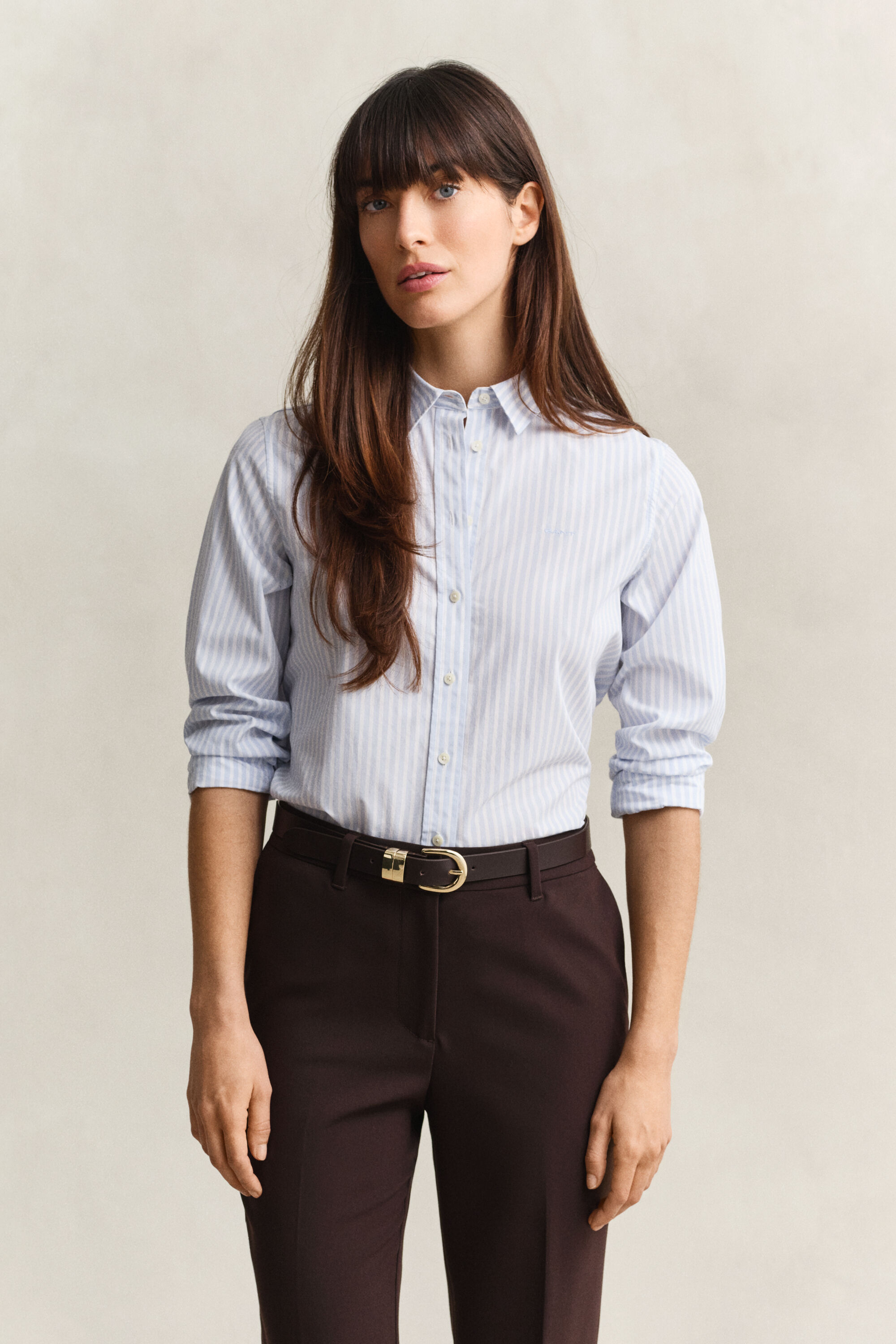 Chemise regular en popeline à rayures classique