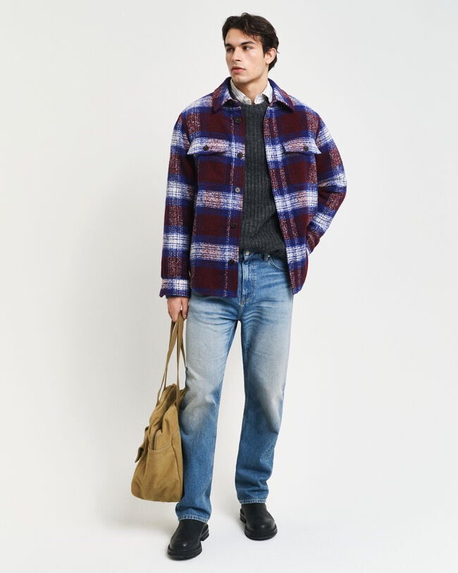 Surchemise à carreaux en laine mélangée
