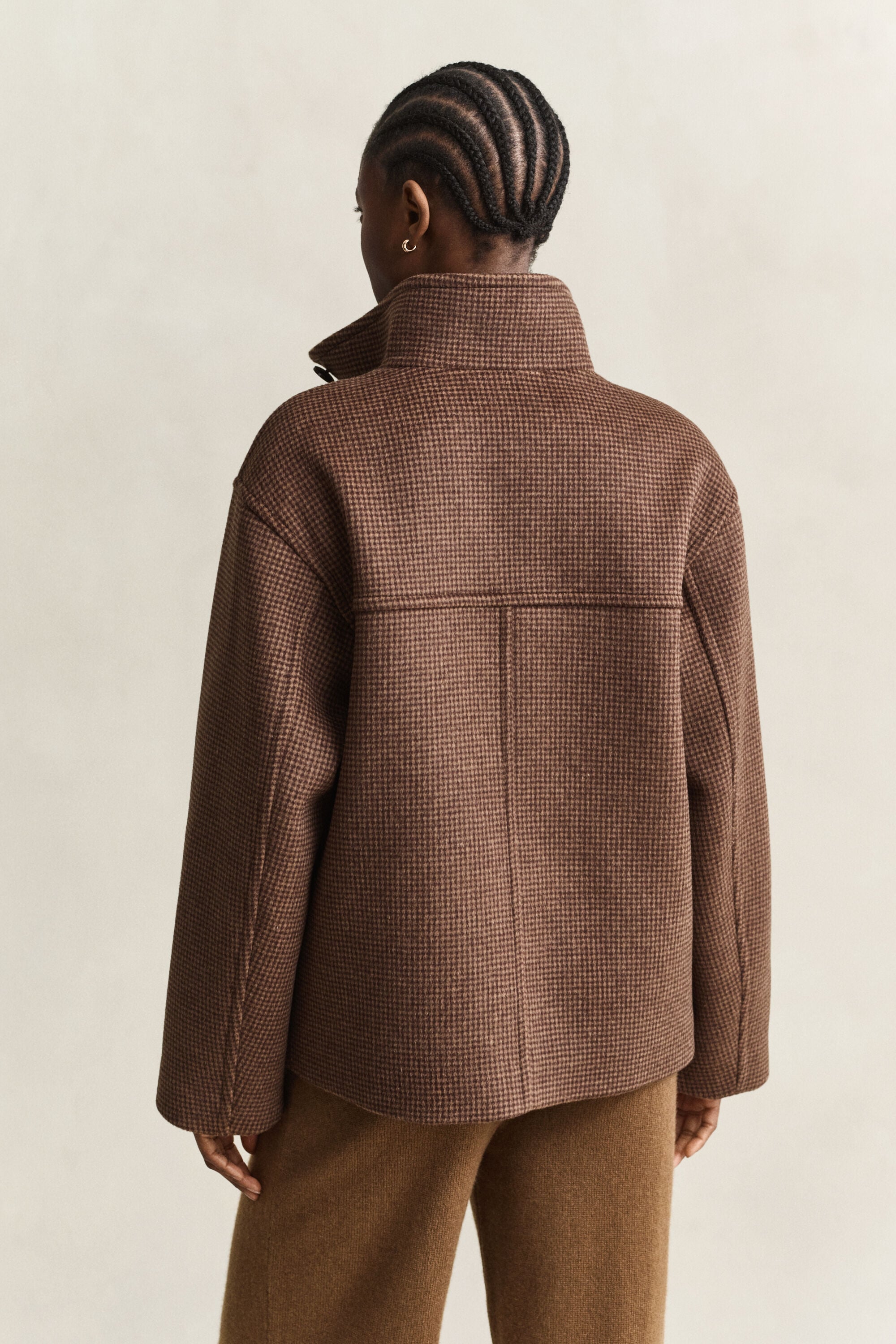 Veste à carreaux en laine mélangée