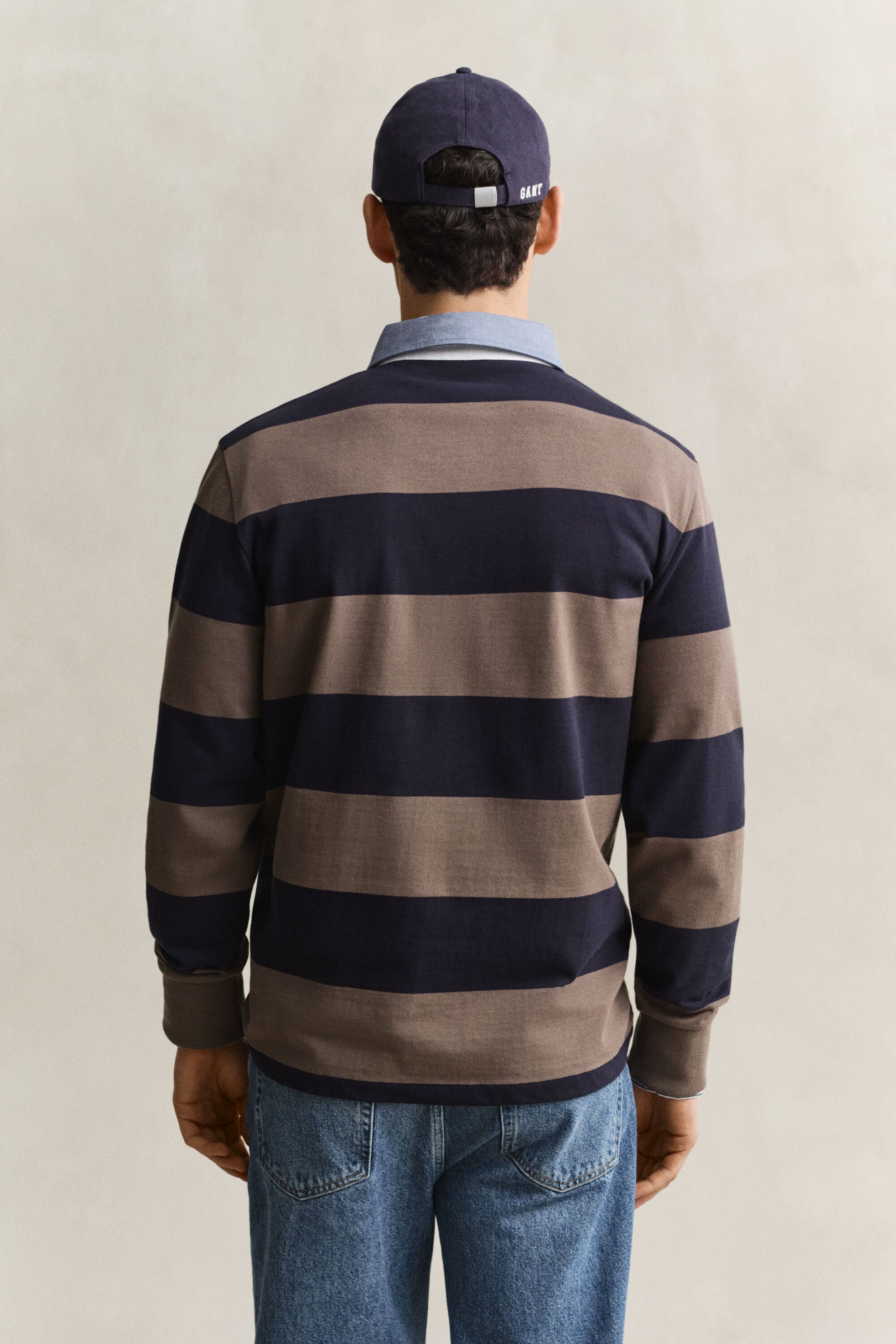 Heavy Rugger à rayures avec col en chambray