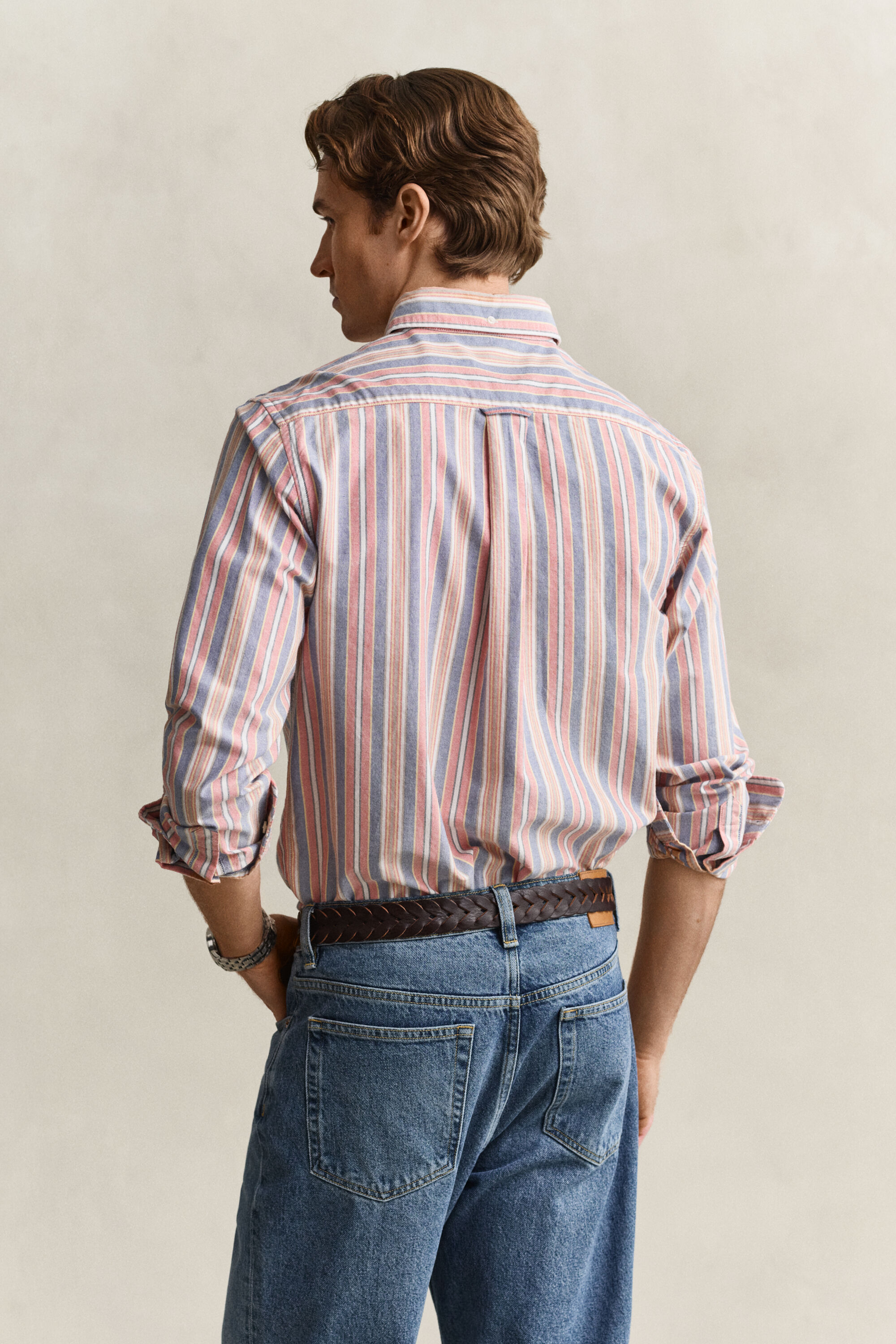 Chemise en coton Oxford classique à rayures multicolores