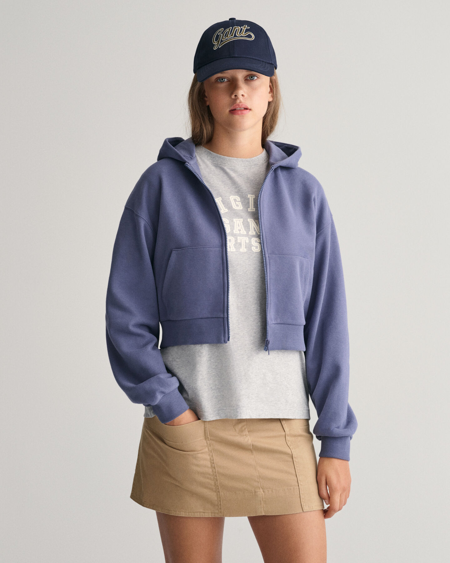 Sweat &agrave; capuche zipp&eacute; court Script Graphic Teen Girls