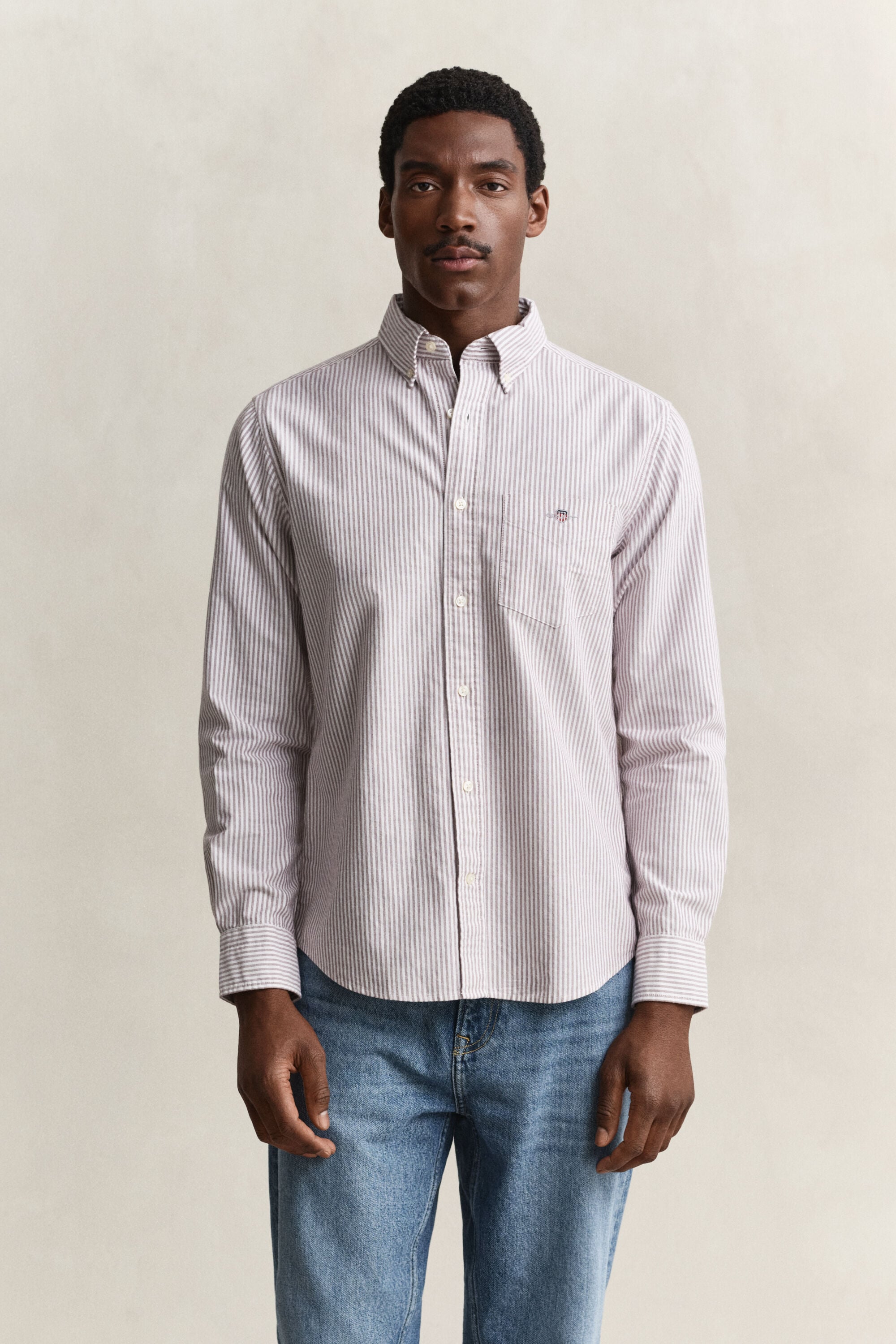 Chemise en coton Oxford regular classique à rayures