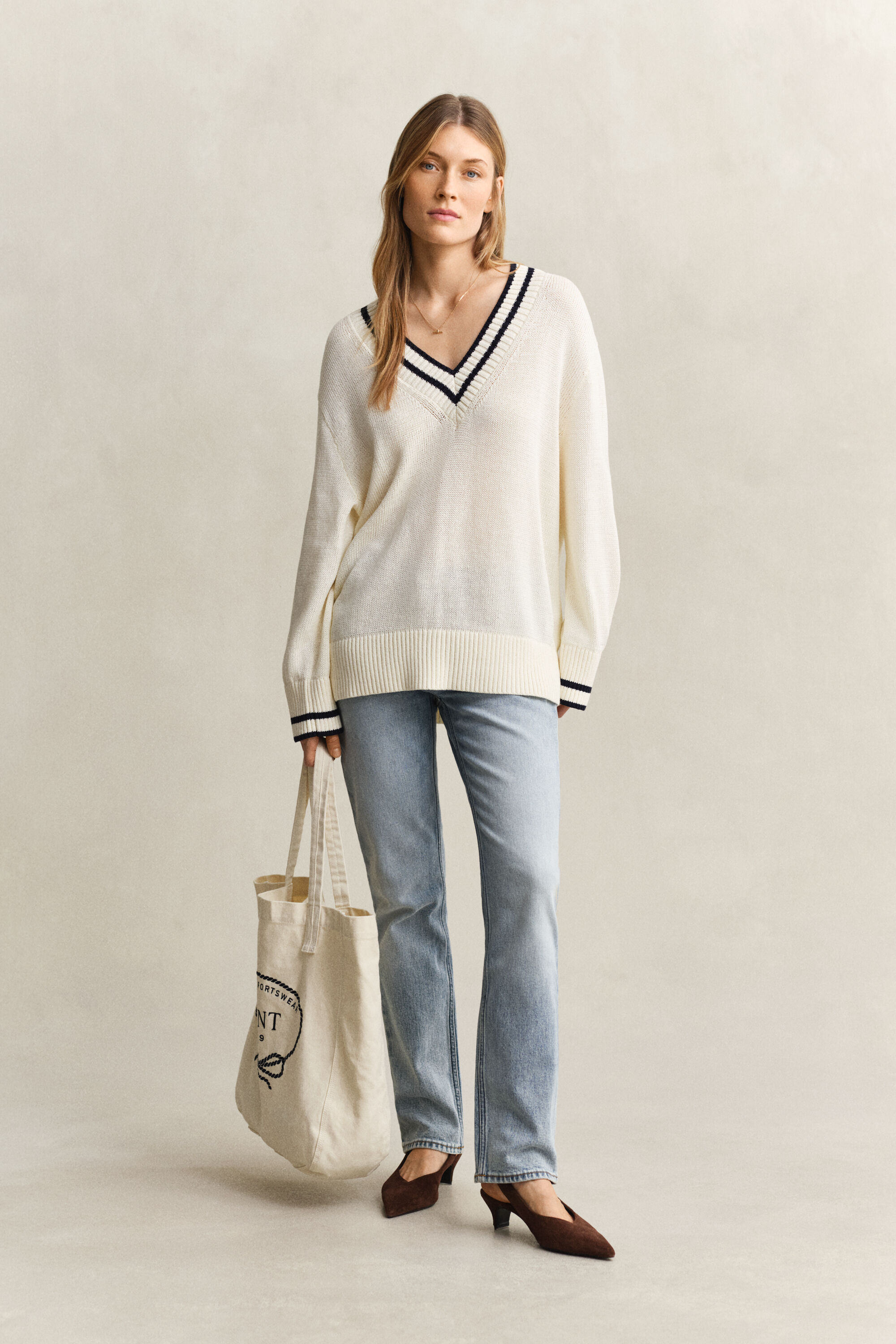 Pull col V en coton