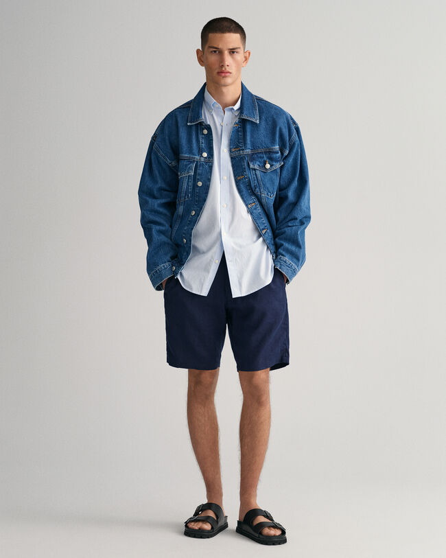 Short relaxed fit en lin avec cordon de serrage