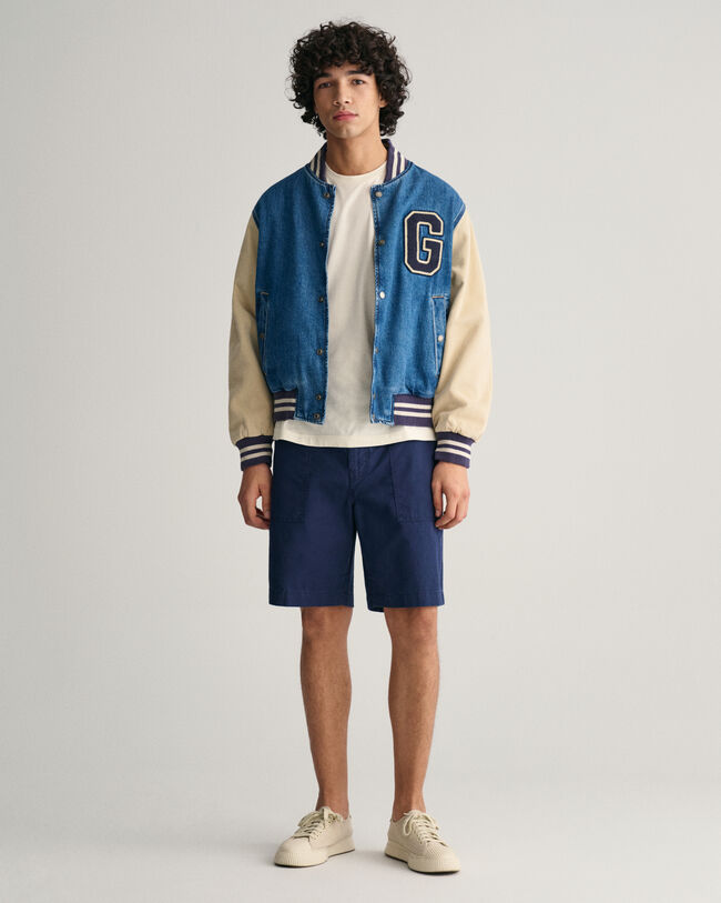 Short en coton et lin regular fit