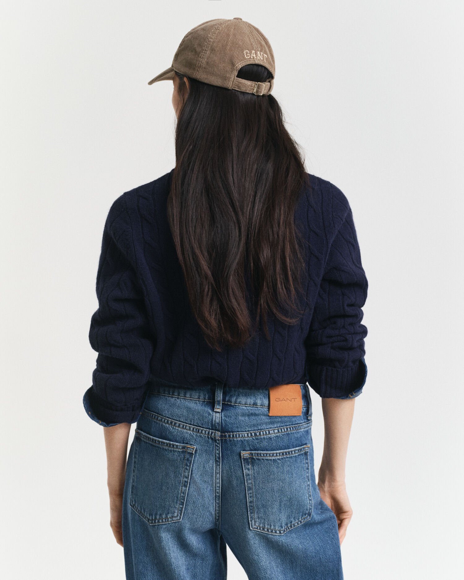 Pull col rond en maille torsadée en laine d'agneau