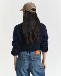 Pull col rond en maille torsadée en laine d'agneau