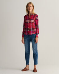 Chemise regular fit en coton et soie à carreaux