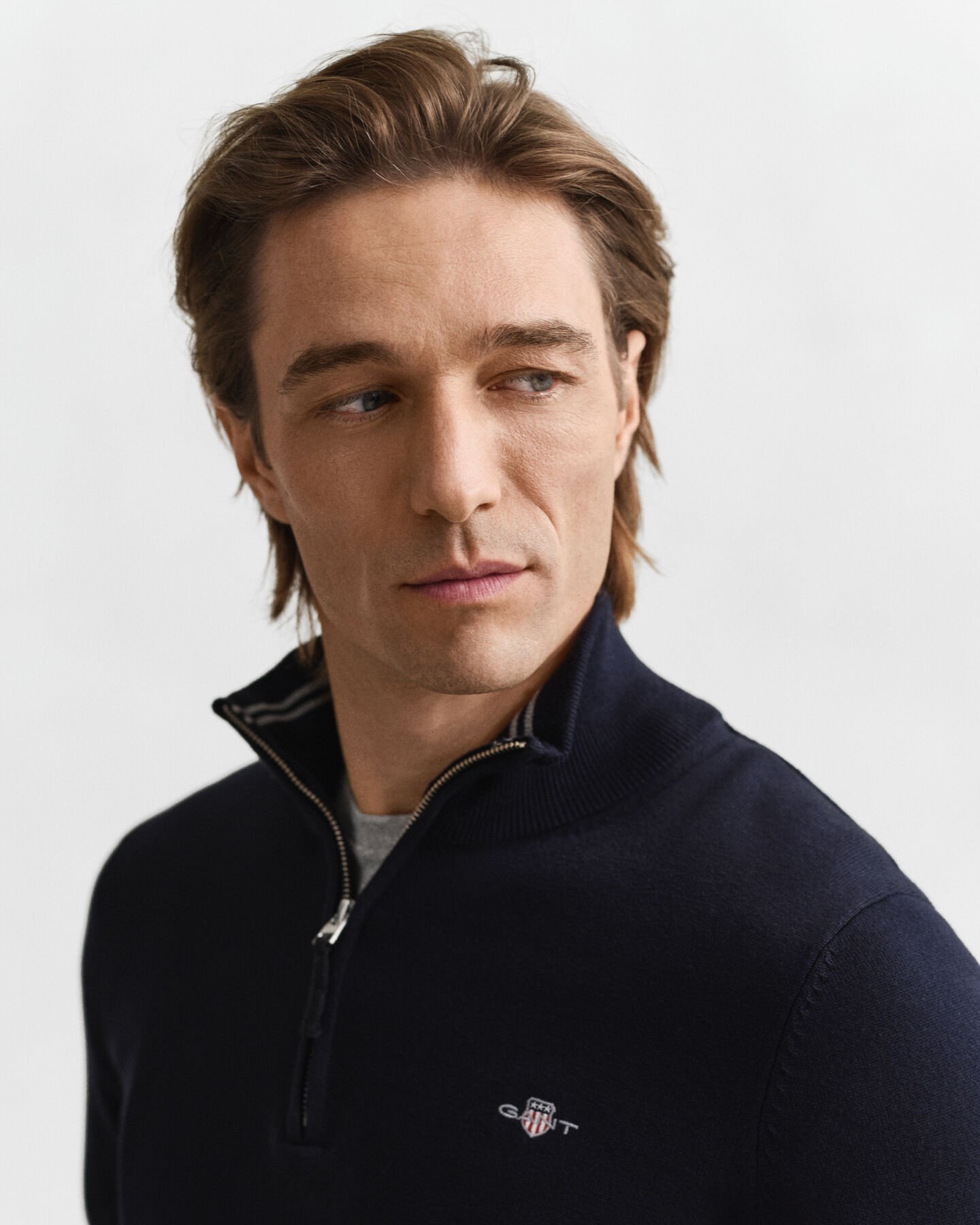 Pull à demi-zip en coton classique