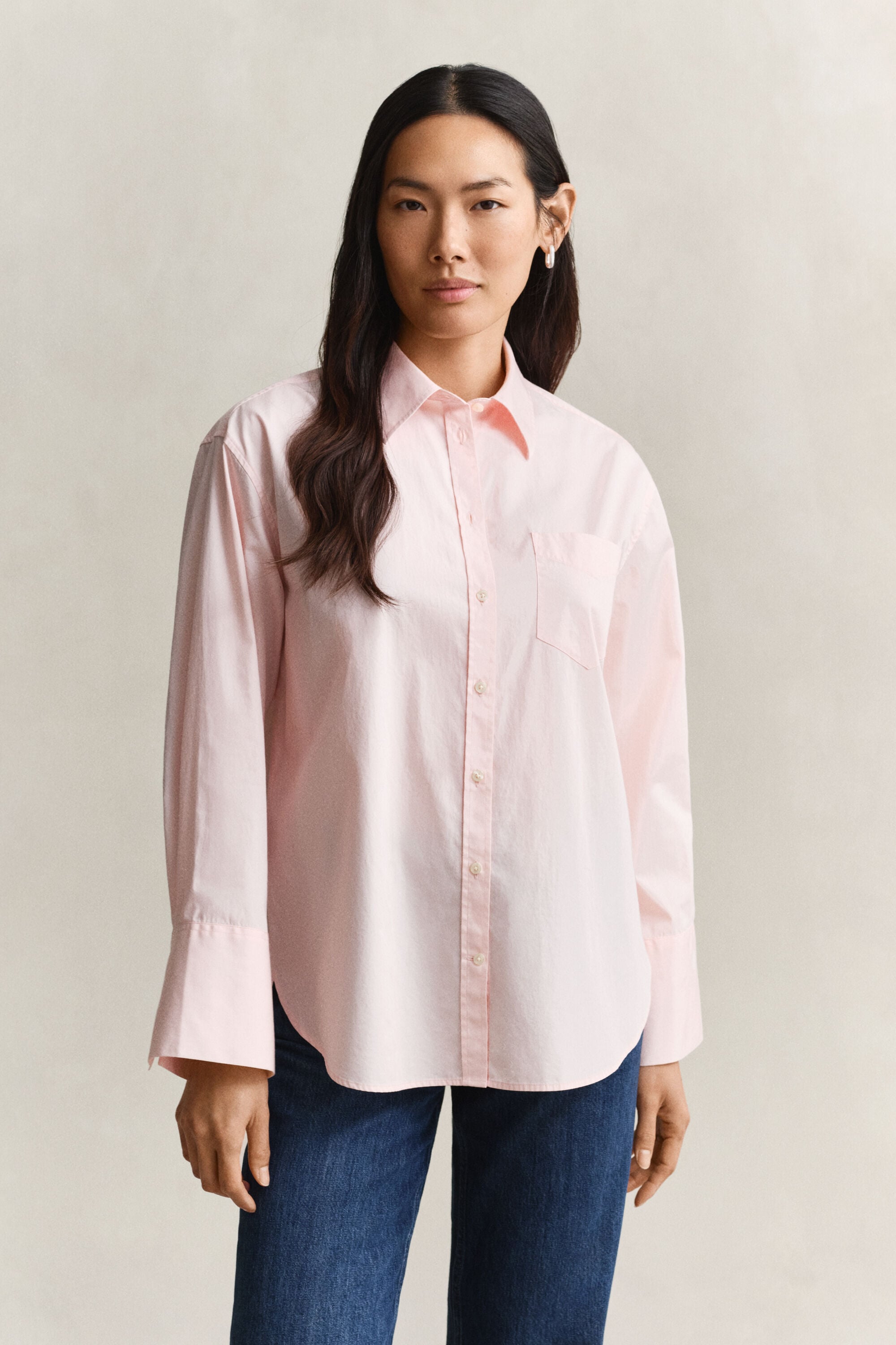 Chemise classique à manches larges en popeline