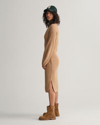 Robe col V en laine c&ocirc;tel&eacute;e