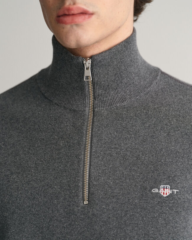 Pull &agrave; demi-zip en coton Milano Knit