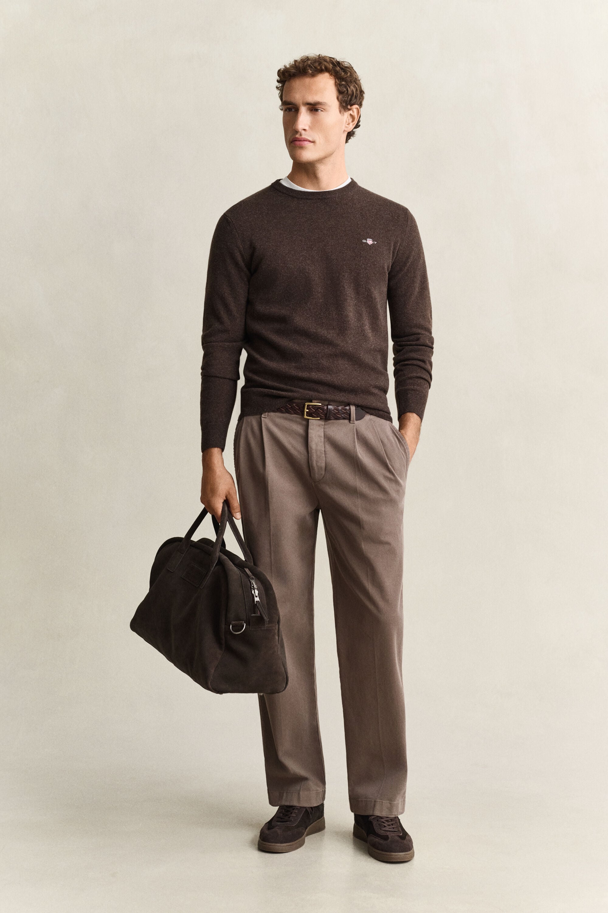 Pantalon chino en coton brossé