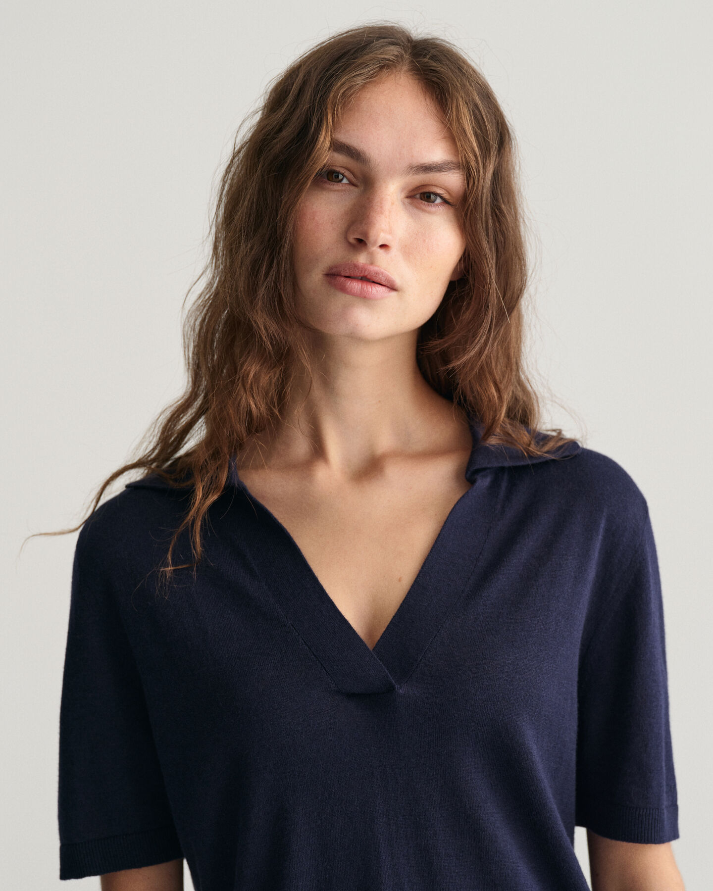 Rugger en maille fine &agrave; manches courtes