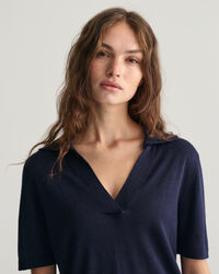 Rugger en maille fine &agrave; manches courtes