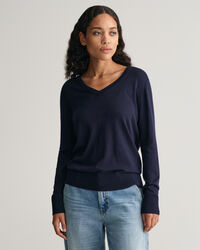Pull col V en maille fine
