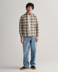 Chemise regular fit en coton Oxford brossé à carreaux