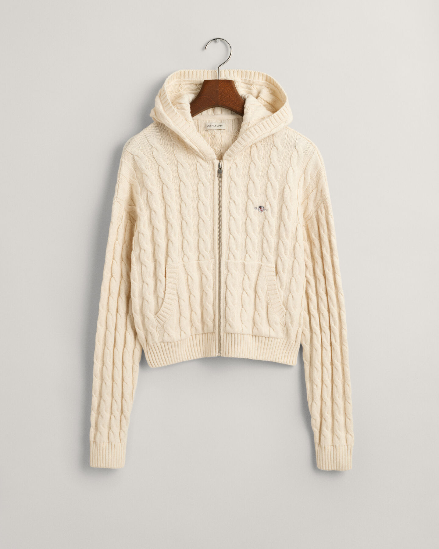 Sweat &agrave; capuche court zipp&eacute; en maille torsad&eacute;e Shield Teen Girls