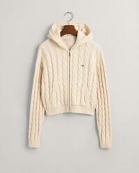 Sweat &agrave; capuche court zipp&eacute; en maille torsad&eacute;e Shield Teen Girls