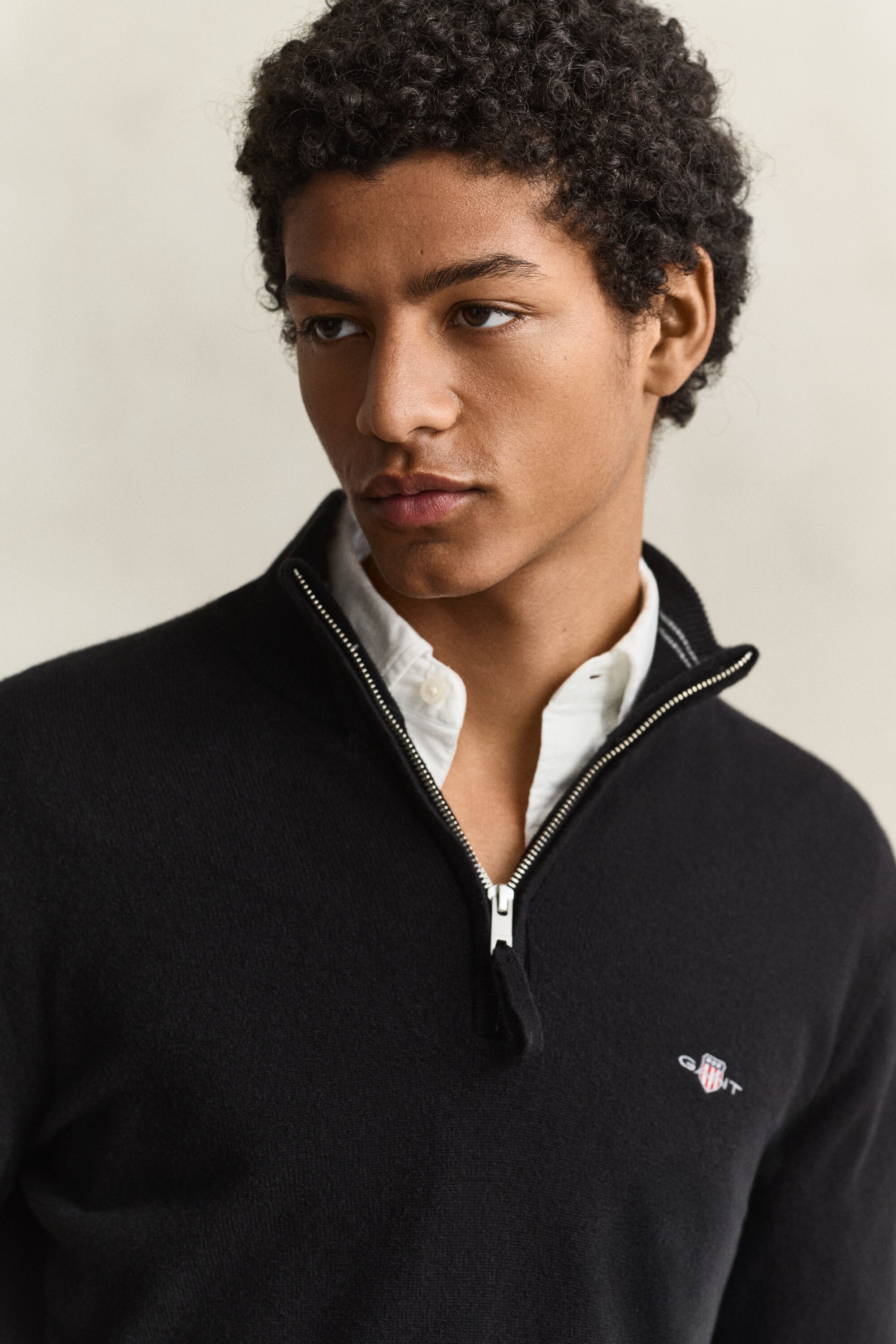 Pull à demi-zip en laine d’agneau