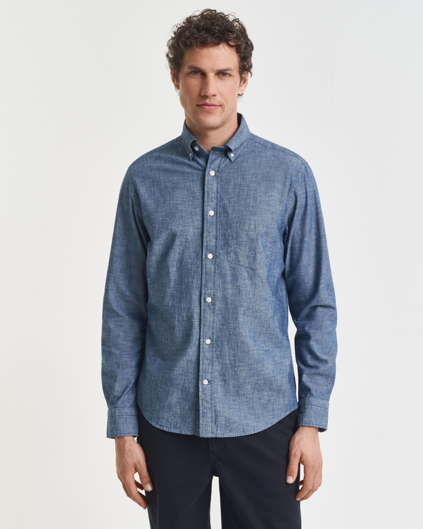 Chemise coupe regular en chambray indigo