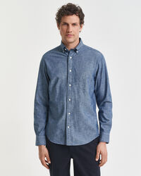 Chemise coupe regular en chambray indigo