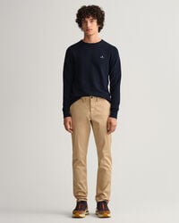 Pantalon chino slim fit en serg&eacute; Hallden