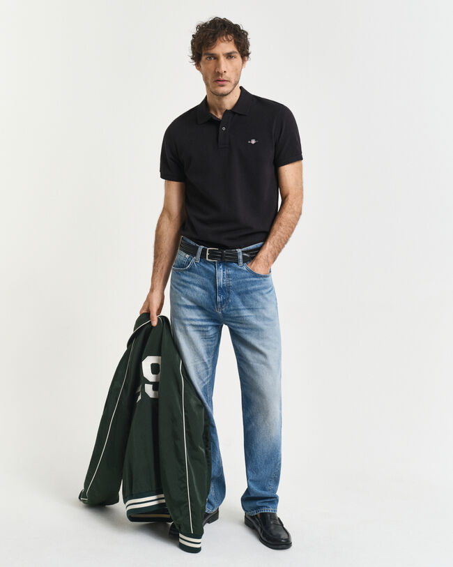 Polo coupe slim en coton piqué Shield