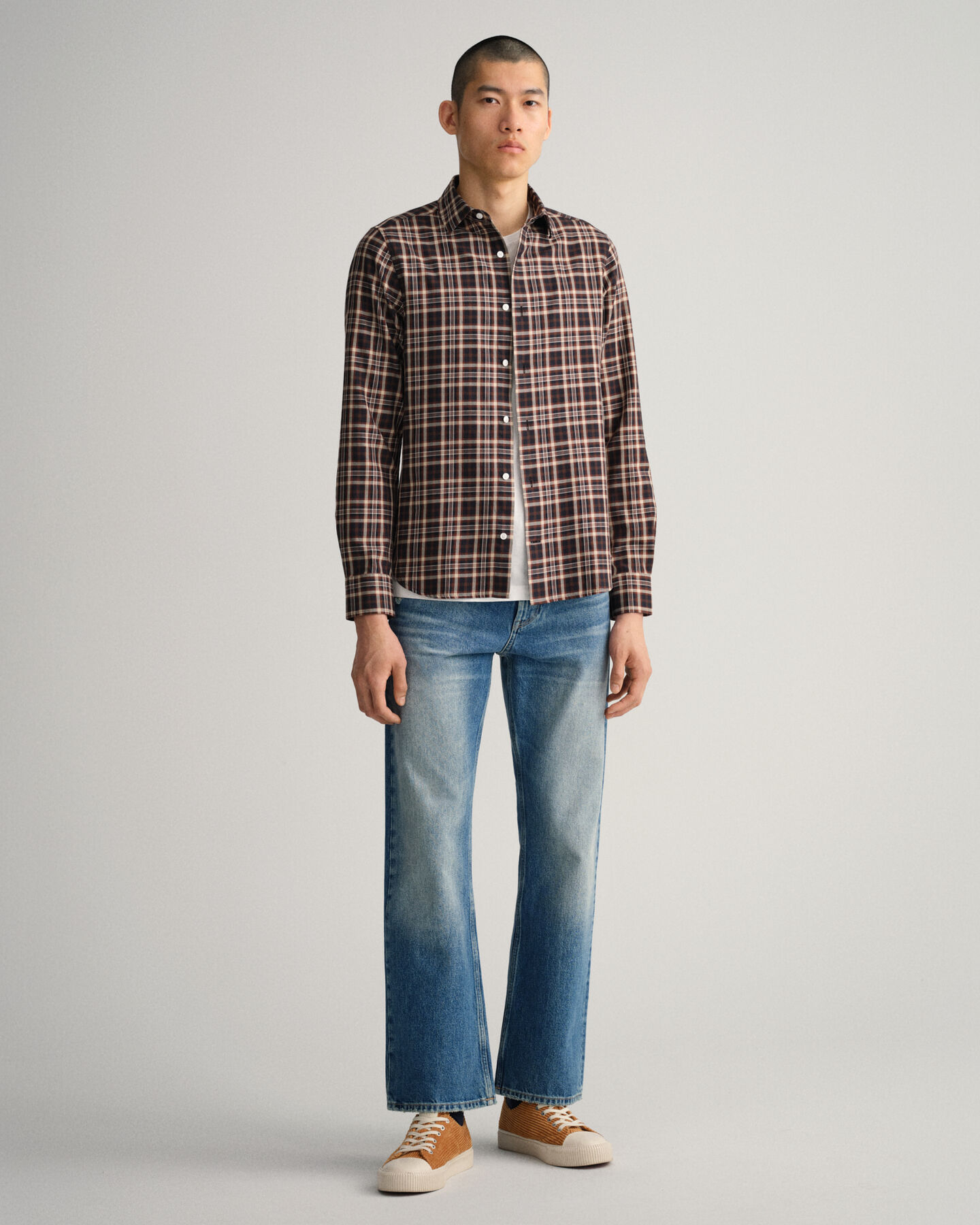 Chemise slim fit en serg&eacute; &agrave; carreaux